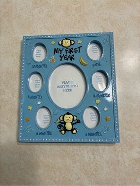 My First Year Blue Baby Photo Frame Collage